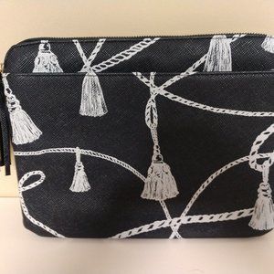 Large navy and white cosmetic bag by Chicos